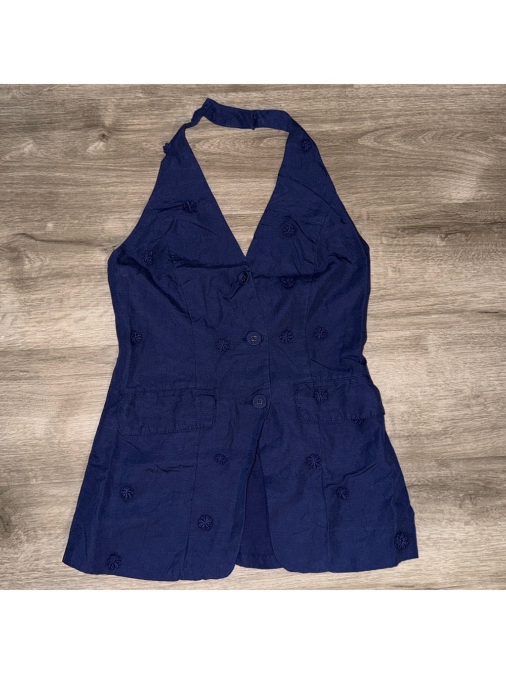 2 pieces linen blend halter vest and tailored embellished trousers - Picture 8 of 14